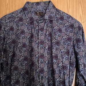 Robert Talbott Estate Tailored Fit Long Sleeve Shirt 16 1/2” Collar Blue/Burg